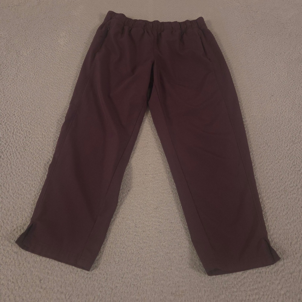 Old Navy Pants Womens M Petite Maroon Mid-Rise StretchTech Tapered Run Slit Hem